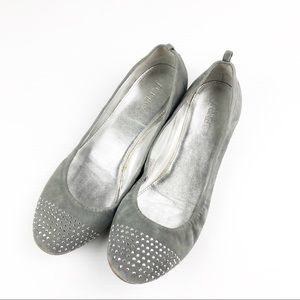 J Crew Grey Rhinestone Studded Toe Flats Size 9